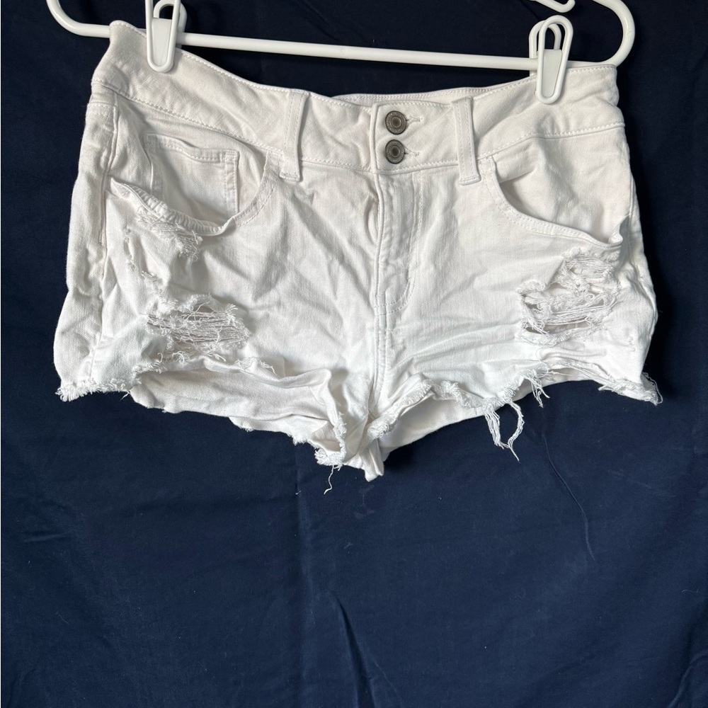 White high rise beach shorts